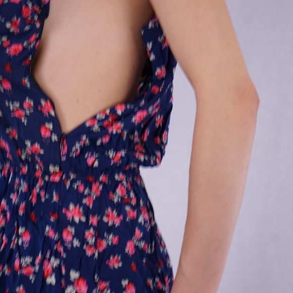 Sumer Floral Romper Shorts Strappy Back Spaghetti Straps Elastic Waist - Picture 4 of 8